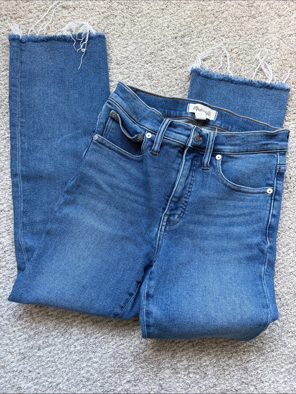 Madewell Blue High-Rise Flare Jeans with Frayed Hem - Picture 5 of 6